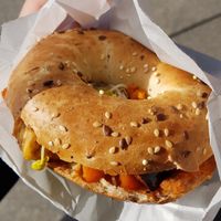 Vegan bagel with harissa veggies at anything but coffee in Mainz