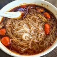 Vegan Tom yam bee hoon at Lu Gem Xiang 绿根香素食栈 in Kluang