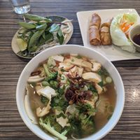 Veggie pho and egg rolls at Pho To Chau in Mountain View