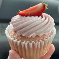 Vegan strawberry cupcake at Fig Tree Patisserie in Buffalo