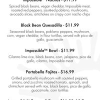 Plant based menu  at Cantina Laredo in Virginia Beach