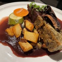 The lentil loaf with a mushroom gravy that was comforting and scrumptious—like a tight hug from a vegan grandma.  at The Plot in Oceanside