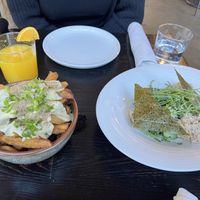 Truffle fries and crab salad  at The Plot in Oceanside