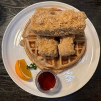 chicken and waffles   at The Plot in Oceanside