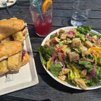 Korean bbq sando and caesar salad at The Plot in Oceanside