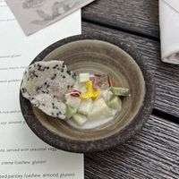 complimentary coconut cevichee  at The Plot in Oceanside