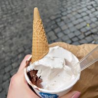 Delicious vegan chocolate and banana gelato   at Il Gelato di Santa Maria in Rome
