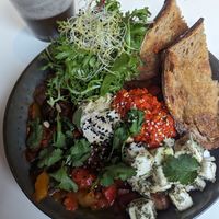 Vegan shakshuka at FACTORY GIRL Restaurant. in Amsterdam