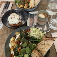 From top: Turks Dad, Cina Cardamon Bun, Turks Mom with mushrooms and potatoes   at FACTORY GIRL Restaurant. in Amsterdam