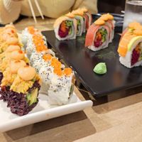 Spicy Mang ($9), Philadelphia rolls ($9), Rainbow rolls ($16) at Beyond Sushi - Upper East Side in New York City