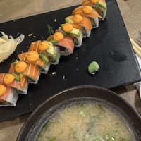 Rainbow Roll and Miso Soup  at Beyond Sushi - Upper East Side in New York City