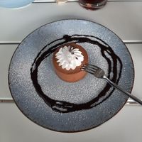 choco cream cake with a huge core made out of passion fruit at Vierzehn in Loerrach