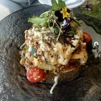 Lasaña de quinoa at Green House in Aguas Calientes
