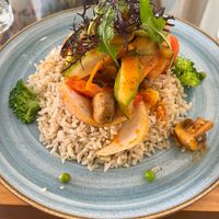 Vegan saltado at Green House in Aguas Calientes