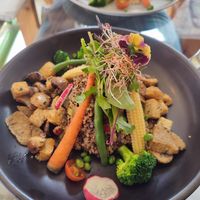 Quinoto vegano at Green House in Aguas Calientes