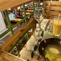 It’s on the second floor next to the street  at Green House in Aguas Calientes