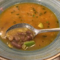 Red bean soup with fake meatt  at Green House in Aguas Calientes