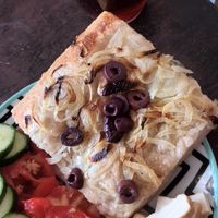 Onion tart ( I add veggies and tofu at home) at Boulangerie-Café Pain Salvator in Marseille