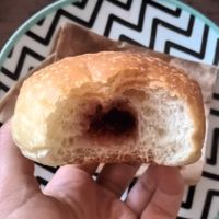 Vegan Brioche filled with framboise jam at Boulangerie-Café Pain Salvator in Marseille