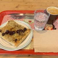 Olive and onion focaccia bread   at Boulangerie-Café Pain Salvator in Marseille