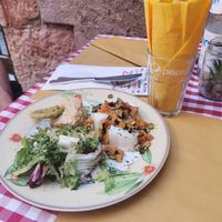 Starter: Hummus, salad, veggies and white polenta. at Piccola Osteria in Arco