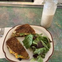 Patty melt with avocado  at Elderberries Cafe in Los Angeles