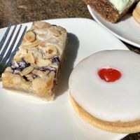 Empire biscuit and a blueberry bar.  at We Are Zest Café in St Andrews