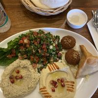 Vegan plate  at Hummus House in Phnom Penh