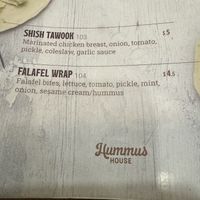 Menu  at Hummus House in Phnom Penh