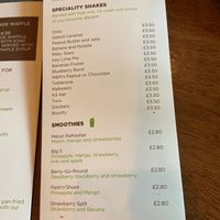 Drinks menu at Key Lime Coffee in Liverpool