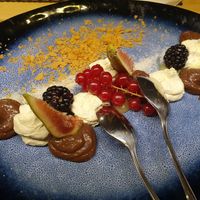 Yulu and Valhrona chocolate dessert at Bräukeller & Grill in Seefeld In Tirol