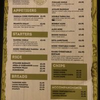 The vegan menu  at 1580 in Birmingham