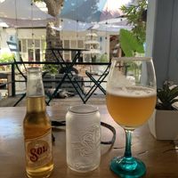 Beer and the open space at Padma in Santa Marta