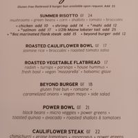 Vegan section on main menu at Spritz City Bistro in Stuart