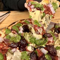 Mediterranean pizza  at Dead Bird Brewing in Milwaukee