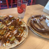 The July special Nashville hot chicky, vegan pretzel, and ginger beer   at Dead Bird Brewing in Milwaukee
