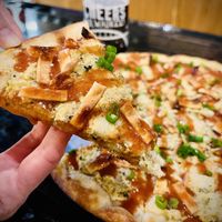 Crab Rangoon pizza (Dec 2023 special)  at Dead Bird Brewing in Milwaukee