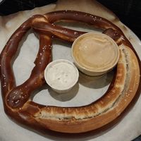 pretzel with beer cheese & mustard aioli at Dead Bird Brewing in Milwaukee