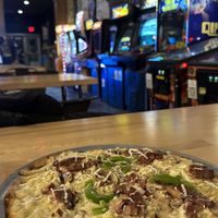 They have a Phili Cheesesteak pizza special for vegan week in MkE and its amazing   at Dead Bird Brewing in Milwaukee