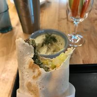 The vegan falafel was delish. The size was 100. at Hummus Heads in Bangkok