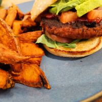 Lovely vegan burger at The Chakra Lounge in Buxton