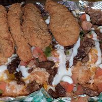 Loaded tots with vegan carne asada. at Handle Bar in Salt Lake City
