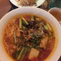 spicy noodle soup, very large portion :) at Sen Viet Vegan in East London