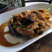 Fried and filled up aubergine   at Sen Viet Vegan in East London