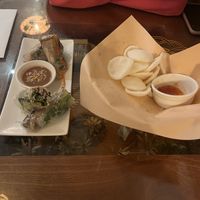 Summer rolls + veggie crackers  at Sen Viet Vegan in East London