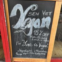 Come for lunch during the week as it’s 15% off baby   at Sen Viet Vegan in East London
