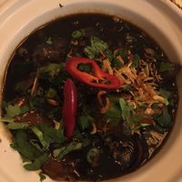 Green bananas and fishy soy (or seitan?) protein   at Sen Viet Vegan in East London