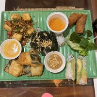 Sharing platter of starters   at Sen Viet Vegan in East London