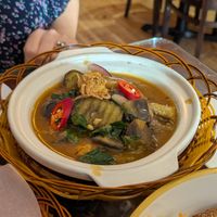 Tofu and banana clay pot at Sen Viet Vegan in East London