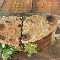 Lentil flatbread   at Bliss Cafe in Oistins